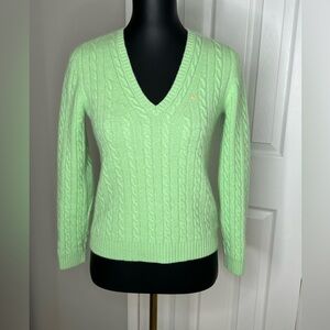 Ralph Lauren Mint V-Neck Cable Sweater